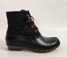 Sperry Women's Top-Sider Saltwater Black Quilted Nylon Rain Duck Boots Size 6.5
