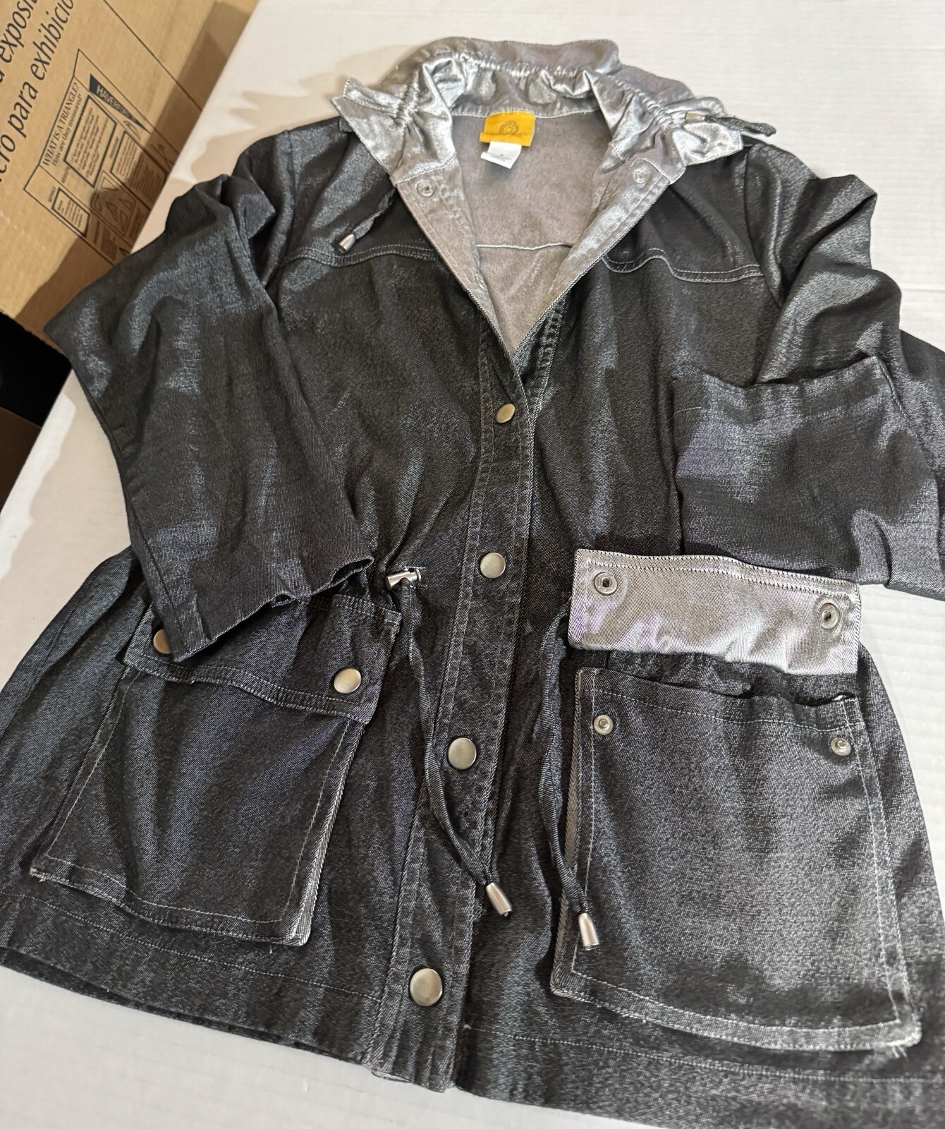 Ruby Rd Black Silver Lined Jacket Women’s 8 Stret… - image 2