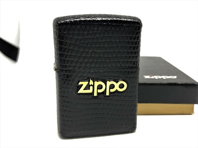 Rare! New ZIPPO Limited Edition Logo Lizard Leather-Bound Lighter
