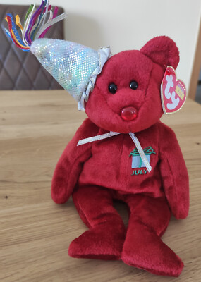 Ty Beanie Babies July (Hut) Geburtstagsteddy Sammlungsauflösung gut