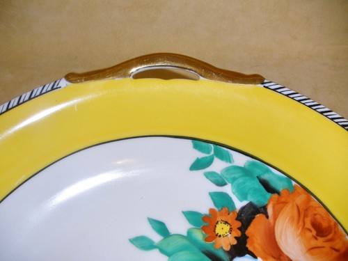 1920's Noritake Art Deco Rose Floral Serving Bowl w/ Marigold Yellow Accent #1 - Picture 5 of 8