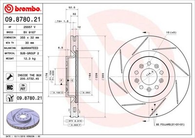 Bremsscheibe vorne 355mm BREMBO für ASTON MARTIN DB9 Vantage