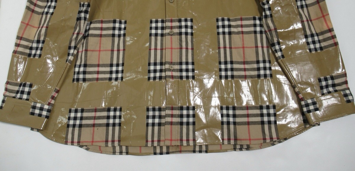 Burberry London England Men's Check Cotton Tape Detail Shirt Burberry London England Men's Check Cotton Tape Detail Shirt