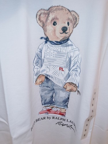 Nuovo con etichette Polo Ralph Lauren Polo Donna Bandiera USA Maglione Bear  Maglietta in Bianco | eBay
