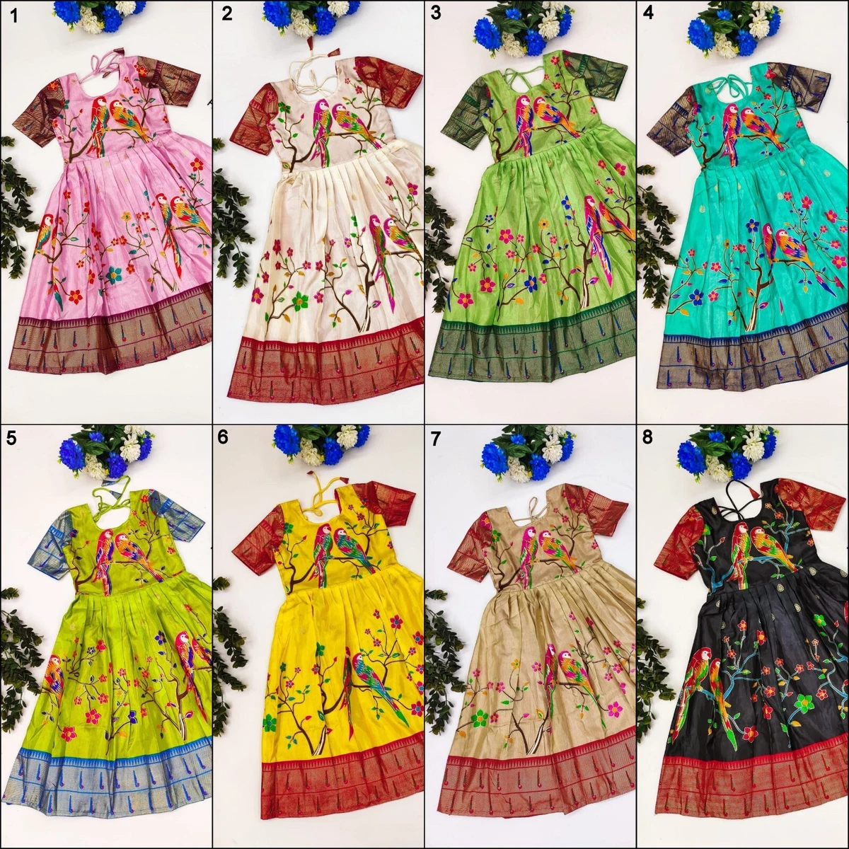 Soft Zari Silk Beautiful Wedding Ethnic Readymade Frock Gown For Kidu0026#039;s  22-KL18 | eBay