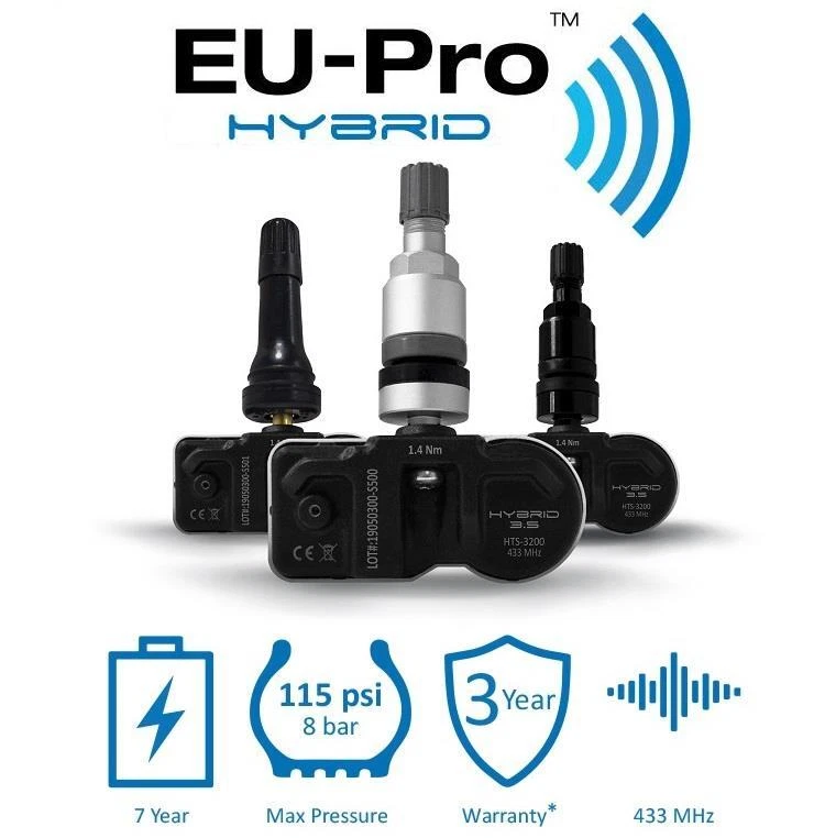 Sensores de presión de neumáticos TPMS para Smart Forfour (14-23) - JUEGO DE 4 - VÁSTAGO NEGRO Foto 4 de 4