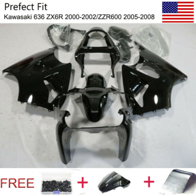 Glossy Black ABS Fairing Kit For Kawasaki 636 ZX6R 2000-2002 Glossy Black ABS Fairing Kit For Kawasaki 636 ZX6R 2000-2002