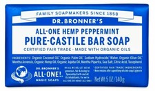 1 BAR Dr. Bronner's All-One Hemp Peppermint Pure-Castile Bar Soap 5 oz BRONNER