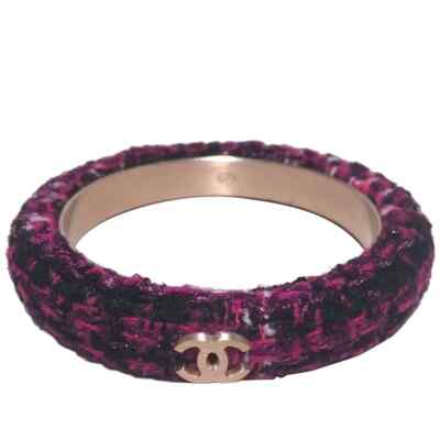 Chanel Purple Tweed and Steel Bangle Bracelet | eBay