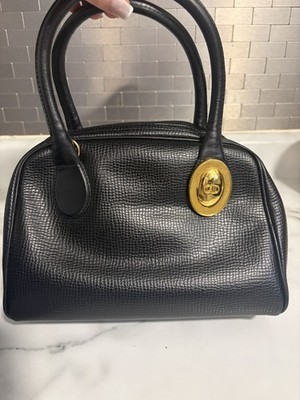 Christian Dior Vintage Lizard-Embossed Mini Boston / Bowling Bag