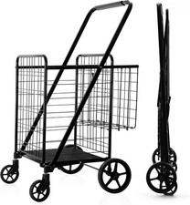Folding Shopping Cart 450 Lb Capacity Grocery Cart Extra Large Heavy Duty
