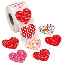 Valentines Sticker Heart Roll Stickers for Kids for School Wedding 500Pcs