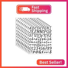 10 Sheets Small Letter Stickers - 1 Inch Handwritten Black Vinyl Self Adhesive A