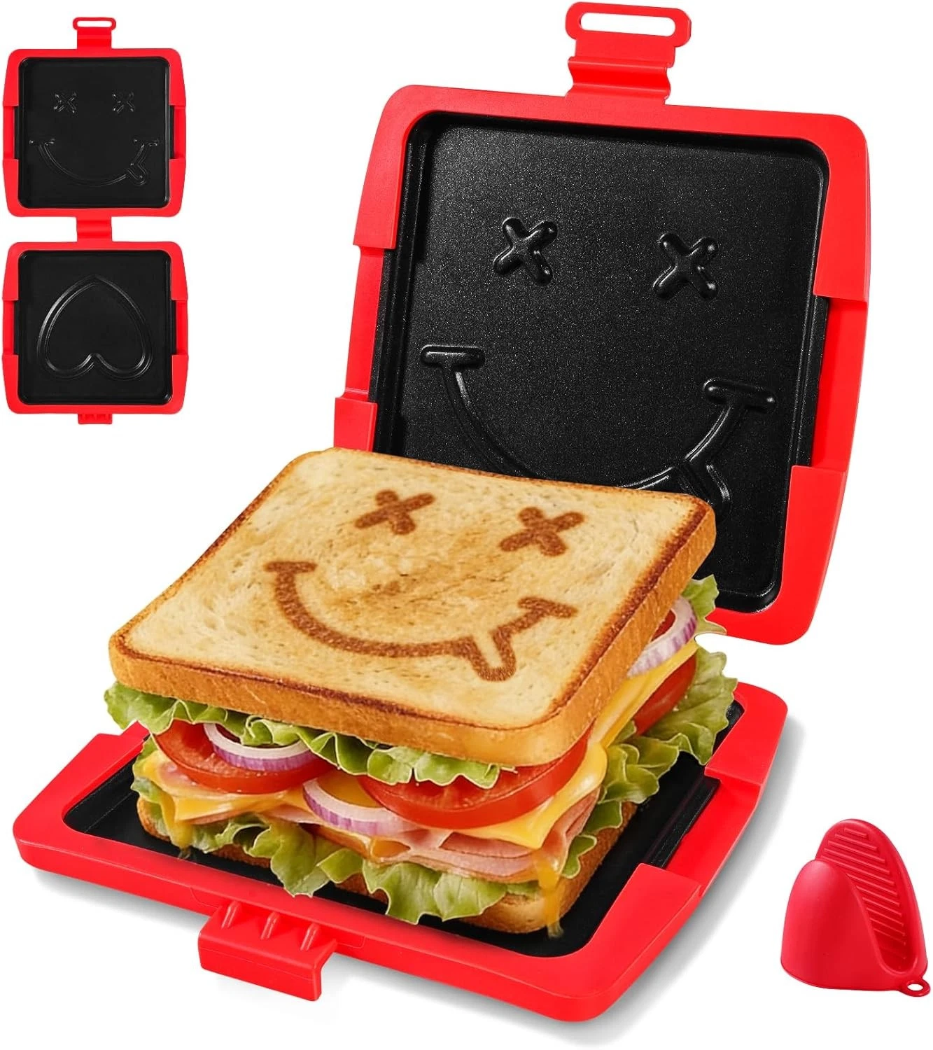 Microwave Sandwich Maker & Grilled Cheese Press Mini Toastie Maker W/ Cute Smile