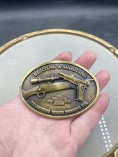 NRA National Rifle Association Hunting Shooting Guns Brass Belt Buckle USA VG