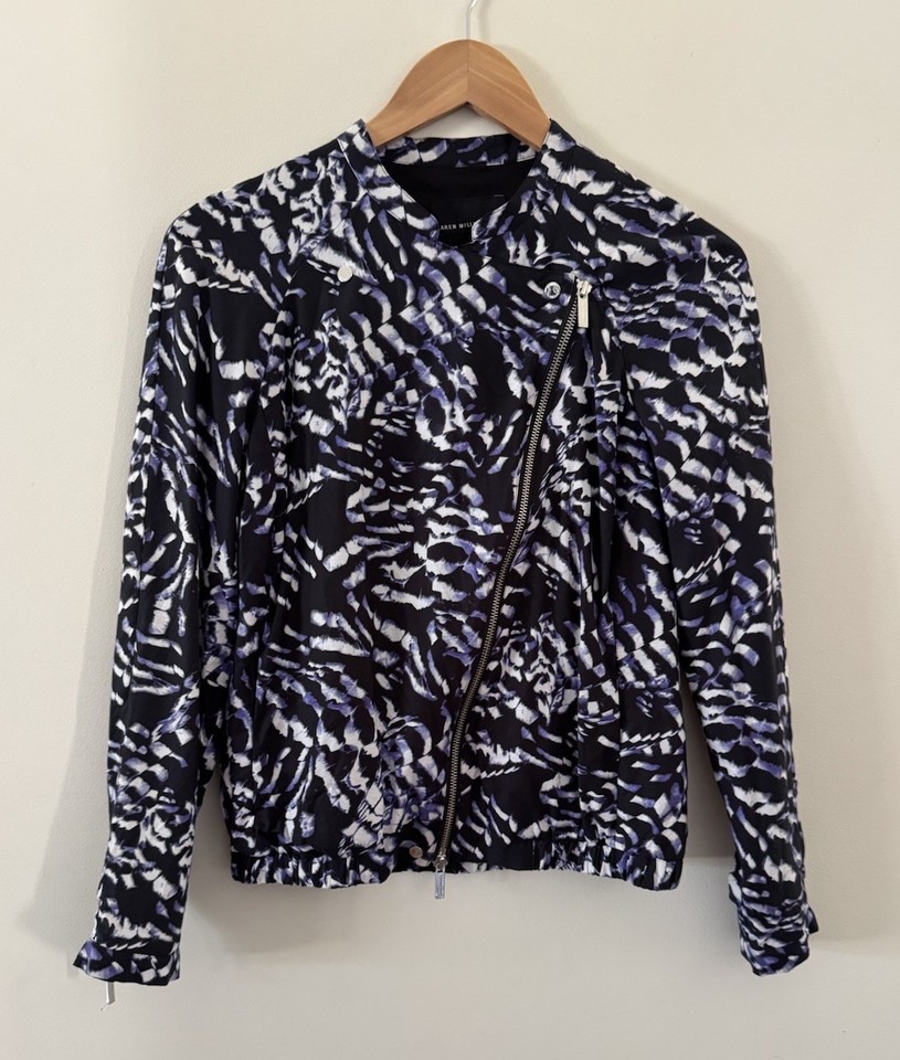 Karen Millen Bomber Jacket Size 8 Light Weight Asymmetrical