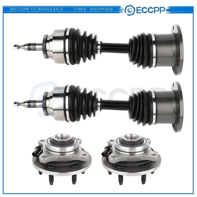 2X Front Wheel Hub Bearing + 2X Front CV Axle Shaft For 2004 2005 Ford F-150 4WD