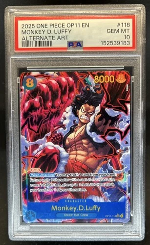 2025 One Piece Monkey.D.Luffy Secret Alternate Art #OP11-118 PSA 10 GEM MINT
