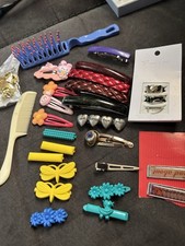 Lot Of Barretts Some Vintage Comb And Brush Red Hat Society Pins See Pics
