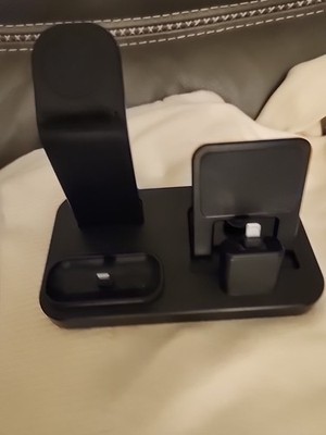 3 in 1 Charging Station Dock for iPhone Apple Watch AirPods Tested Works Black