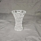 Vintage Federal Glass Cane and Button 4" Bud Vase Art Deco Clear Crystal