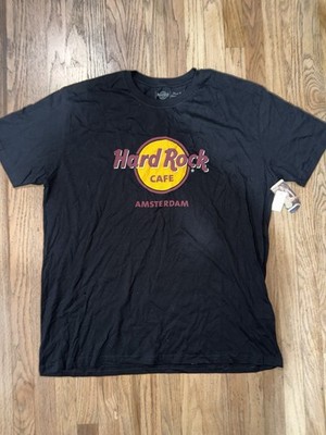 Hard Rock Cafe Men's Graphic T-Shirt Amsterdam Short Sleeves Cotton Black XL NWT