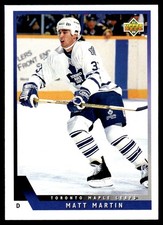 1993-94 Upper Deck #447 Matt Martin Toronto Maple Leafs Rookie Hockey Card. rookie card picture