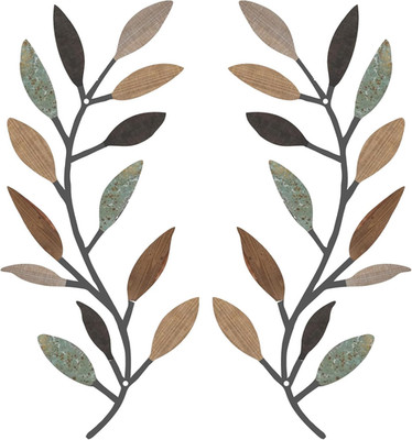 2 Pieces Metal Tree Leaf Wall Decor Vine Olive Branch Leaf Wall Art Living Room,