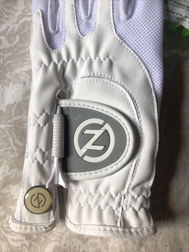 Guante de golf Zero Friction Youth blanco para mano izquierda con marcador de pelota 8 camisetas verdes Foto 2 de 4
