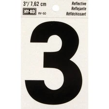 Hy-Ko Vinyl 3 In. Reflective Adhesive Number Three RV-50-3 Pack of 10 Hy-Ko