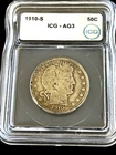 1910  S BARBER SILVER HALF DOLLAR  CERTIFIED