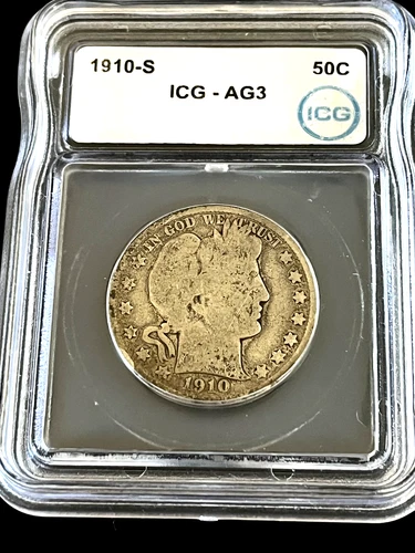 1910  S BARBER SILVER HALF DOLLAR  CERTIFIED