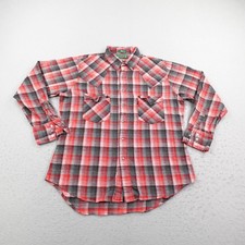Vintage Levis Shirt Mens XL Red Gray Flannel Sutter Creek Western Pearl Snap 90s