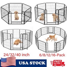 Dog Playpen 24"/32"/40" 6/8/12/16 Panels Pet Fence Puppy Kennel Exercise Pen