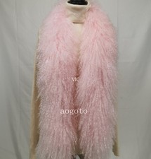 Women's Mongolian Sheep Fur Scarf Long Fur Collar Wool Fur Shawl