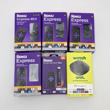 Roku Express, Express 4K+ & Onn. Media Streamers | Lot of 6