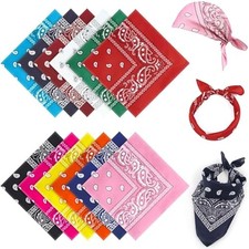 Bandana -12 Pack Bandanas for Women  Men - Colourful Paisley Print Cowboy