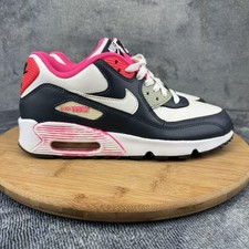 Nike Air Max 90 Shoes Boys Size 6.5Y Black White Pink GS 833376-003 Sneakers