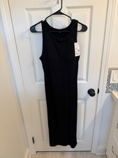 Uniqlo Ribbed Sleeveless Bra Dress Built in Bra Women's XL Black NWT