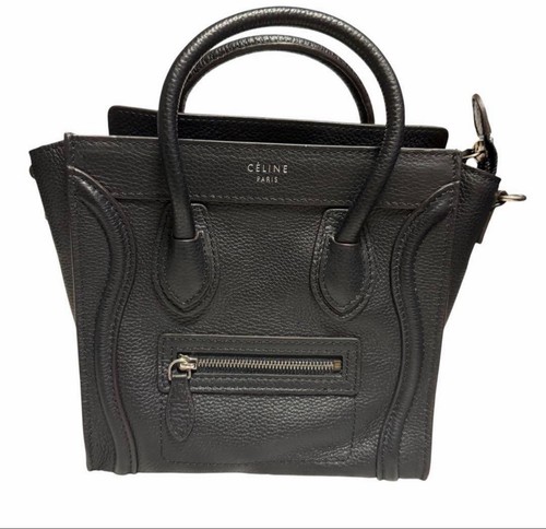 CELINE Luggage Micro Black Leather Women's Pre-owned From Japan