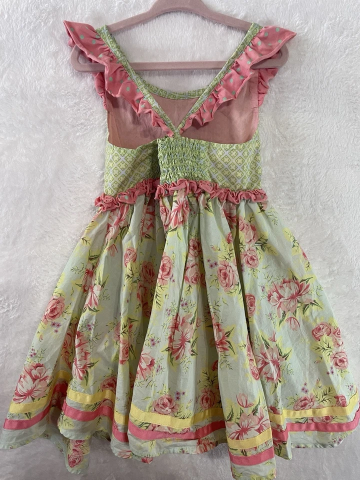 Vestido de verano Matilda Jane, talla 4, artículo 21014D, floral rosa y verde a rayas Foto 4 de 4