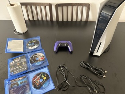 Beschädigter PS5 mit Laufwerk, 1 Controller Und 3 Spiele
