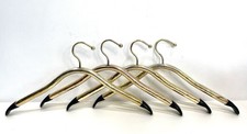 Hollywood Regency Metal Hangers Brass Style Gold Tone Hotel Coat Clothing 4ct B