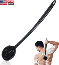 Silicone Back Scrubber for Shower, 17In Lengthen Long Handle Body Brush, Double