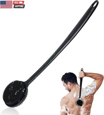 #ad Silicone Back Scrubber for Shower 17In Lengthen Long Handle Body Brush Double $23.28