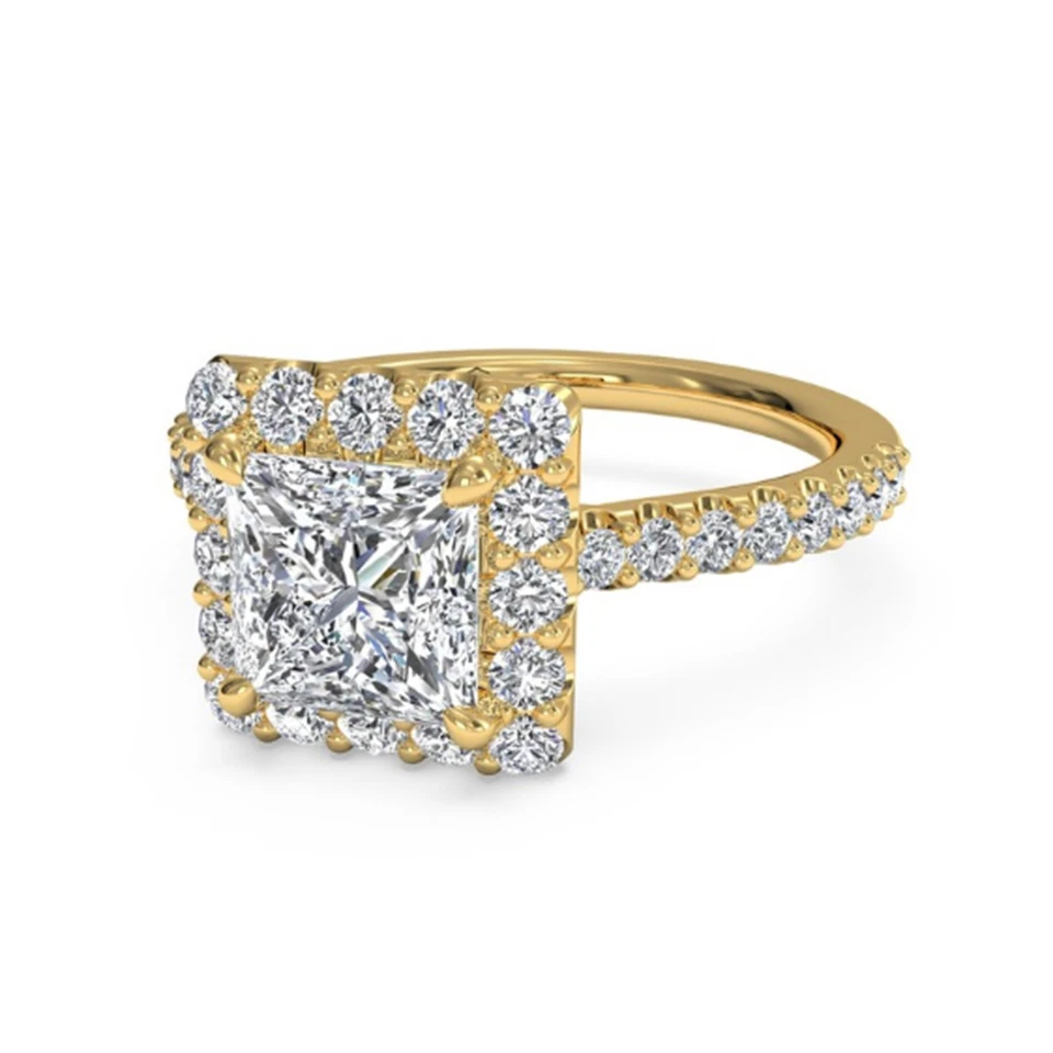 1.25 CT Princess Cut Lab Created Diamond Wedding Ring 14K Solid Yellow Gold Sz 6 - Image 2 of 4