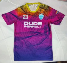 Youth Dude Perfect Pandemonium Tour Merch Soccer Jersey LARGE Kid's