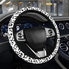 Cheetah Car Steering Wheel Cover Leopard Print Steering Wheel Co Color White