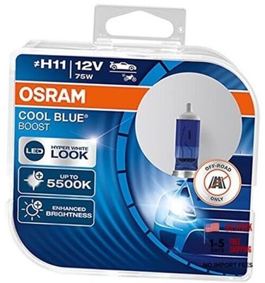 H11 12V 75W COOL BLUE BOOST 5000K Halogen Car Bulbs 62211CBB-HCB duobox (2