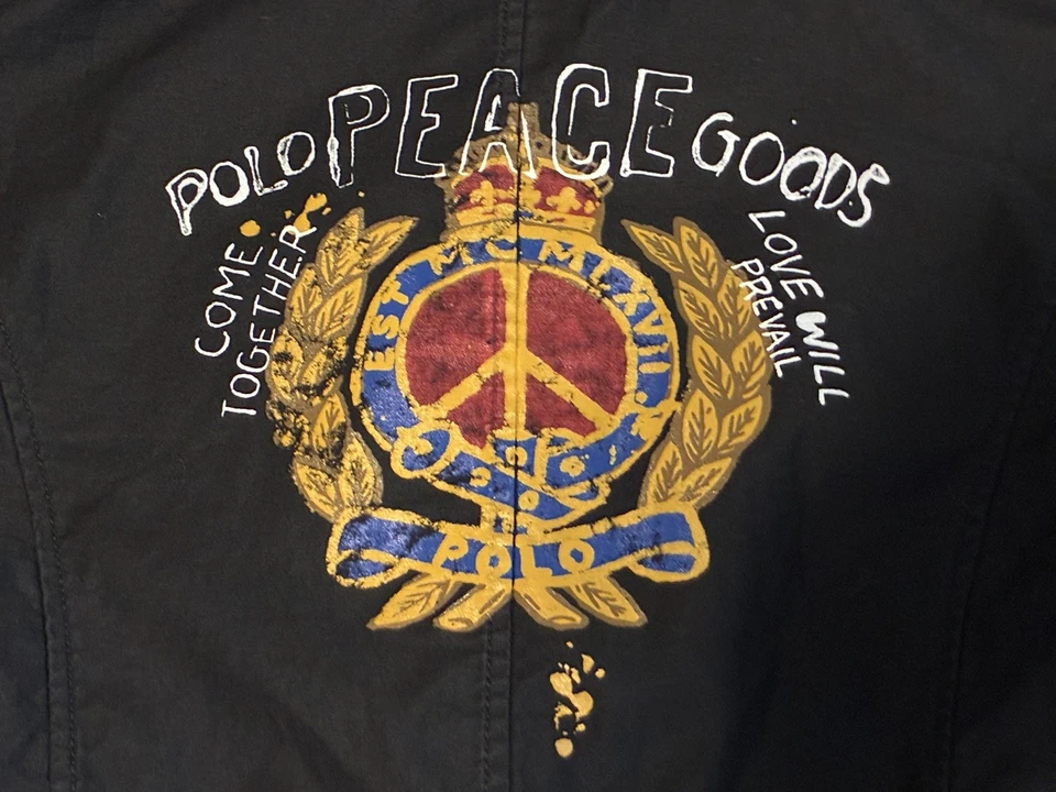 Polo Ralph Lauren 和平用品军用棉黑色夹克女孩 L/G (12-14) — 第 2/4 张图片